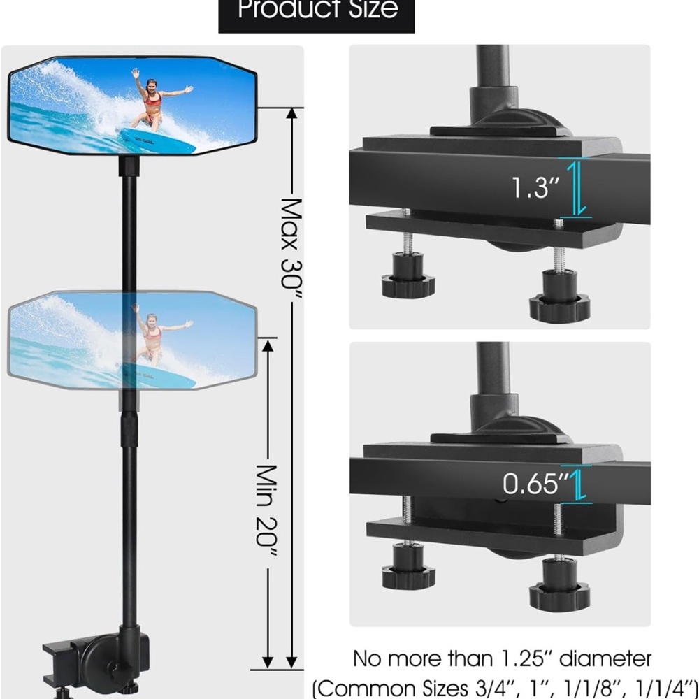 Pontoon Rear View Mirror - Picture 3 of 9